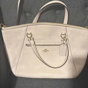 Coach Cream Pebbled Leather Tote